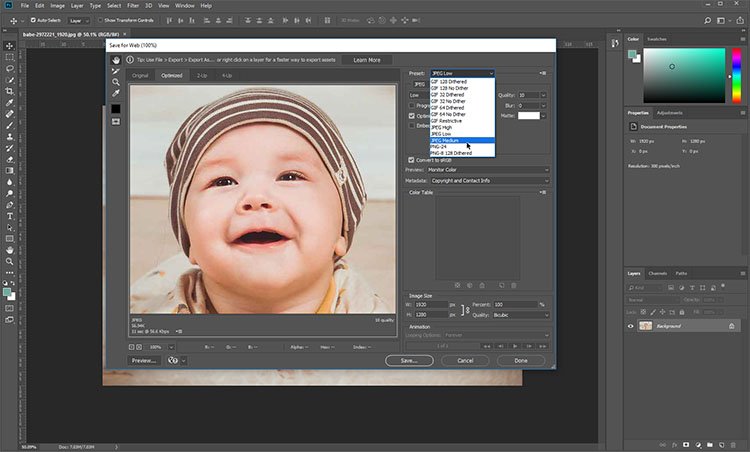 optimize images for web without losing quality photoshop