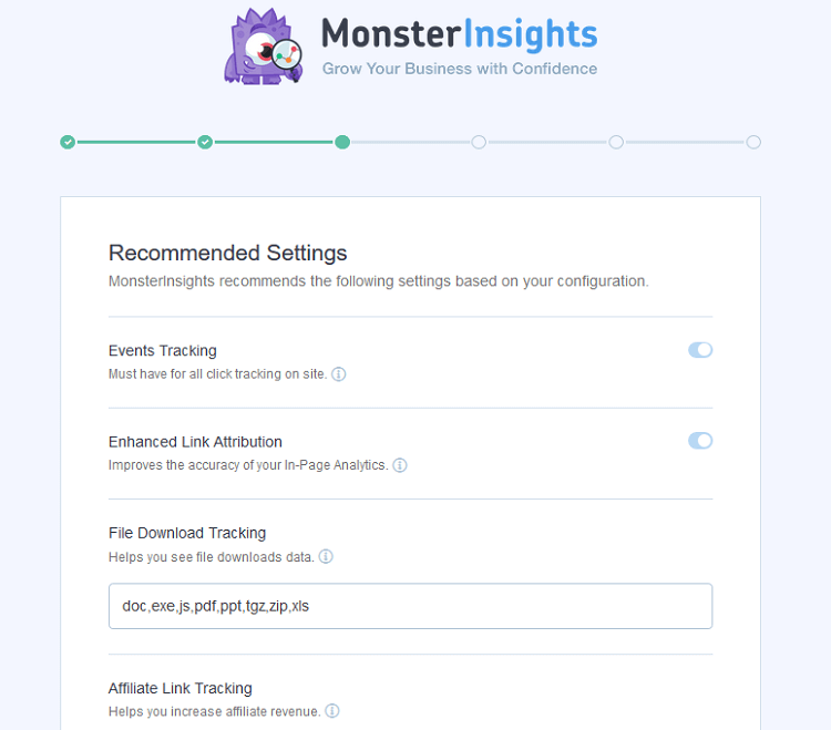 monsterinsights settings