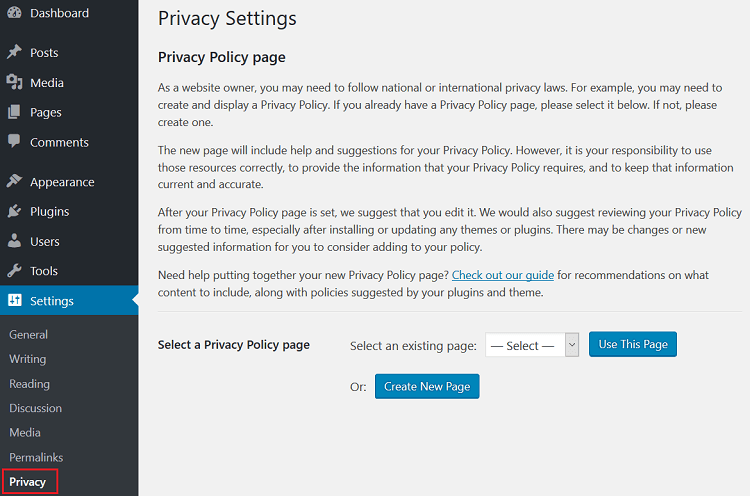 privacy policy generator - wordpress gdpr compliance