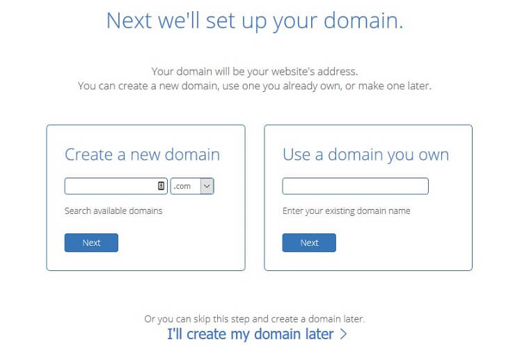 create or enter domain name