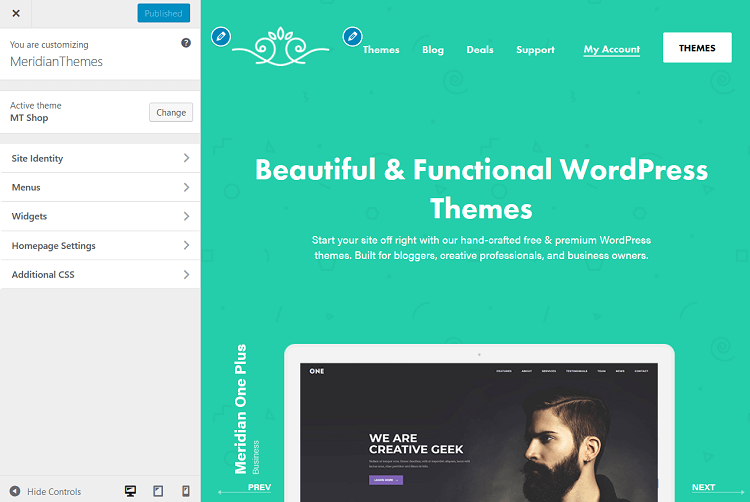 wordpress theme customizer