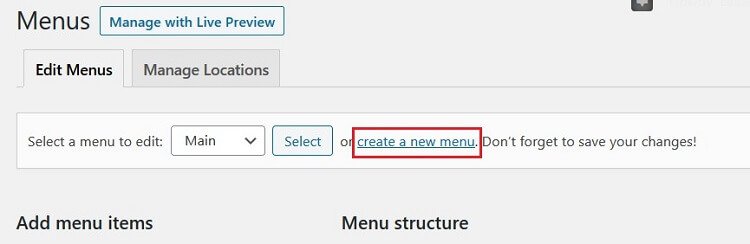 create a new menu