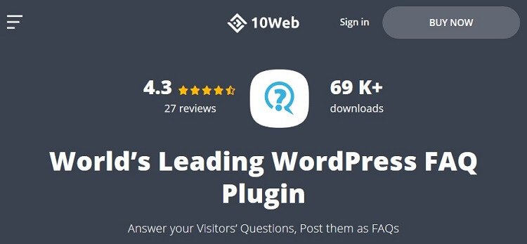 faq plugin by 10web